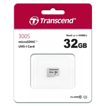 Карта памяти Transcend 300S micro SDHC Card U1 UHS-I 32GB (95Mb/s. 400x), class 10 U1 без адаптера